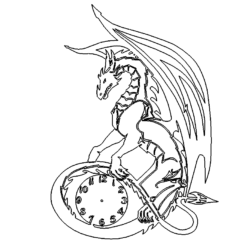 Drachen mit Uhr - Dragon with clock